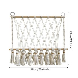 JENPECH Macrame Stuffed Animal Toy Hammock, Boho Stuffed Animal Wall Hanging Rope Net, Wall Toy Storage Rock Organizer for Kids Toys Nursery Room Decor (C)