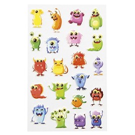 Maildor 560503C Pack of Stickers Cooky 3D (1 Sheet, 7.5 x 12 cm, Ideal for Decorating, Collecting or Gifting, Monsters) 1 Pack