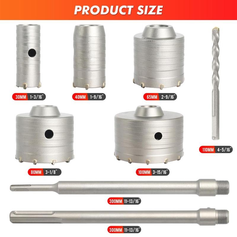 Concrete hole saw kit with SDS plus shank and MAX