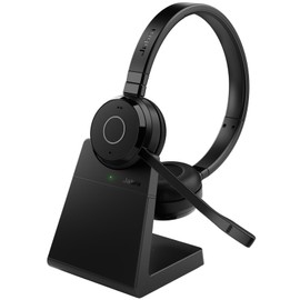 Jabra Evolve 65 TE (Third Edition) Wireless Dual-Ear Headphones w/Charging Stand - Noise-Canceling Mic, 16 hr Battery Life, Dual Connectivity, MS Teams Certified, Supports Other Platforms, Black