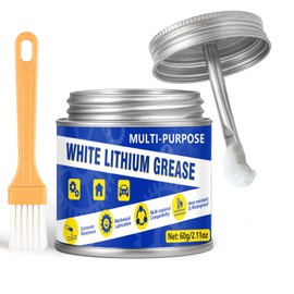 White Lithium Grease 60 ML, Multi-Purpose Garage Door Lubricant, Bike Grease with Brush for Hinges, Wheel Bearings, Gears, Garage Doors, Bike, Ideal for Automotive, Marine, Industrial and Household