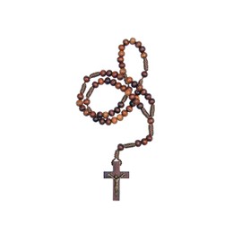Intercession Small Pocket Size Wood Rosary - Made in Brazil (Walnut - 4mm Beads)