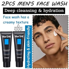 2 Limpiadores Faciales Para Hombre, Suaves E Hidratantes De Uso Diario, Limpiador Facial De Limpieza Profunda Y Larga Duración, Cuidado De La Piel Par