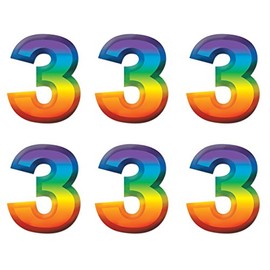 Beistle Multi-Color Plastic 3-D Number "3", 6 Piece, 11", Multicolored