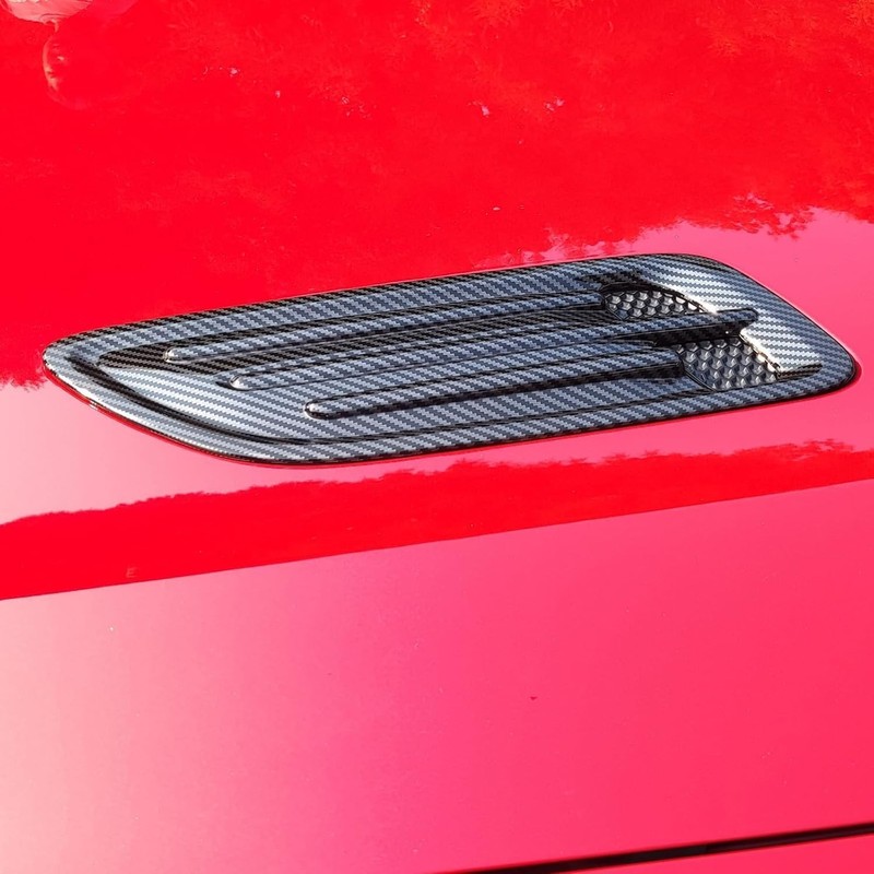 2PCS ABS Carbon Fiber Pattern Hood Vent Trim Covers Compatible