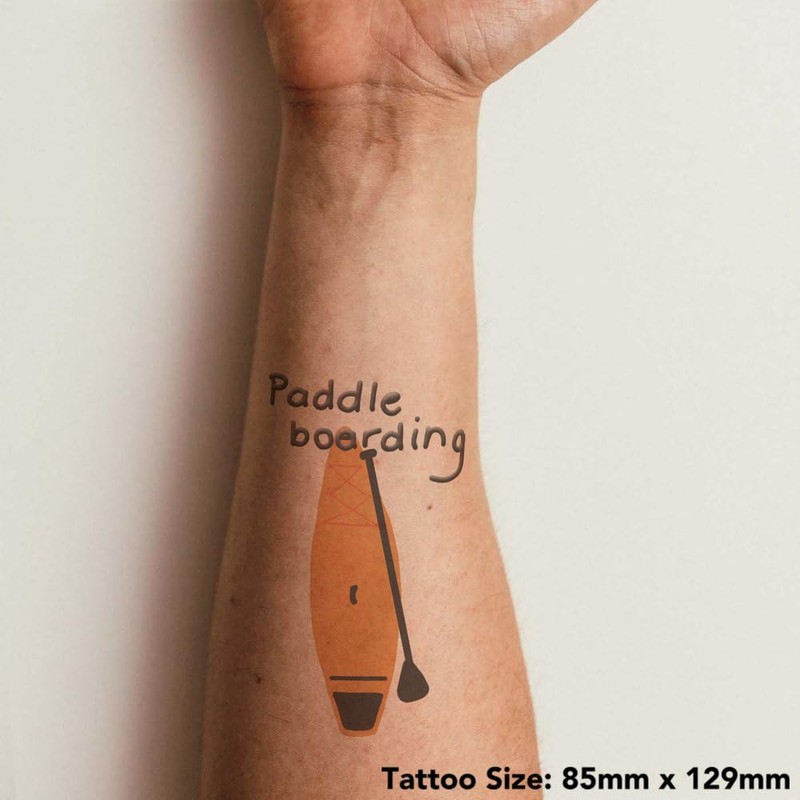 'Paddle Boarding On The River' Temporary Tattoo - Water Resistant,