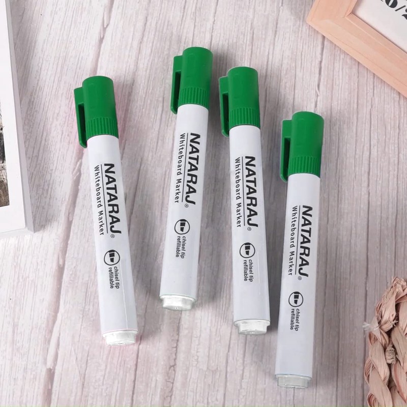 Nataraj 12 x Green Whiteboard Marker Pens 2mm Bullet Tip