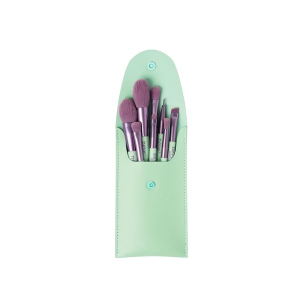 Neve Cosmetics 8-Piece Travel Brush Set in Practical Bag Mint Green Pastel Pop