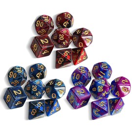 HUIKKJP Dice Polyhedral Dice Dice Set 3 Colors 21pcs D20 D12 D10 D8 D6 D4 Mythical TRPG MTG Card Game Table Game