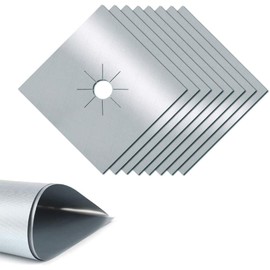 Luxerlife Stove Burner Covers Upgraded Double Thickness Silver Reusable Non-Stick Gas Stove Burner Liners Kitchen Guardian Easy to Clean Heat Resistant (8pcs)