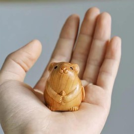 Brown Cute Wooden Small Mouse Cat Ornament Home Decor Retro Mini Crafted, Small Mouse Figurines Wooden Sculptures Carving Carving Ornament, Hanging Ornaments Decorative Accessories