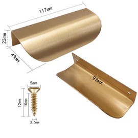Oneyijun 2 Pcs Leaf Shape Cabinet Drawer Wardrobe Door Brass Gold DecorativeFurniture Pulls Handles Kitchen Door Drawer Pull Knobs with Screws for Bathroom Bedroom (117mm Style2)