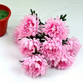 Lifelike Artificial Chrysanthemum - 1 Stem with 9 Blooming Blue Flowers, Suitable for Funerals, Weddings, Home & Cemetery Decorcolor: Blue