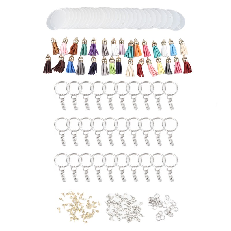 200pcs Acrylic Key Ring Kit 30 Acrylic Blank 30 Key