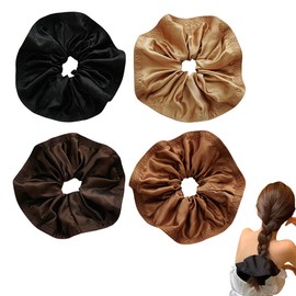 scicent Scrunchies 4 Pieces Fashion Hair Bands for Women Strong Elastic Hair Bobbles Soft Ponytail Holder Large Elastic Bands for Girls Ladies Wedding Hair Accessories for Thick Hair - 04323