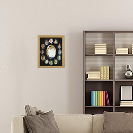 Northland School-Years Picture Frame - Oval Collage - Holds Twelve (12) 2" x 3" School Wallet Photos and 5" x 7" - Kindergarden to Graduation - Oak Frame, Black Mat