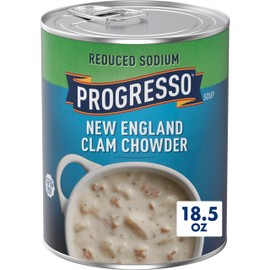 Progresso New England Clam Chowder, Reduced Sodium Canned Soup, 18.5 oz