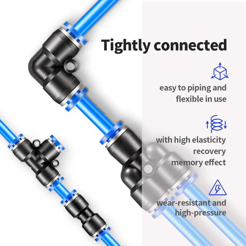 CGELE Pneumatic Tubing Blue PU Air hose Pipe Tube Kit