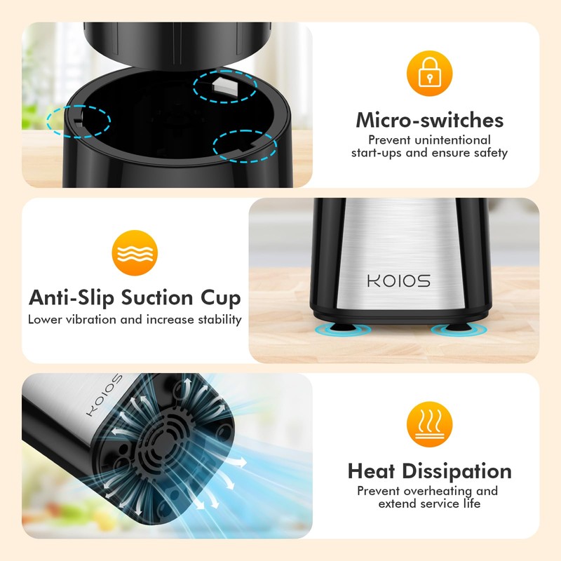 KOIOS 1000W Smoothie Blender, 15-in-1 Single Serve Set, Press-Twist Design