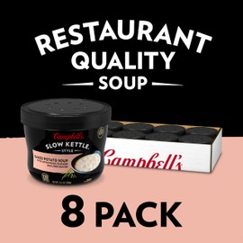 Campbell's Slow Kettle Style Baked Potato Soup with Applewood Smoked Uncured Bacon, 15.5 oz Microwavable Bowl (Pack of 8)