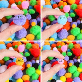 100 Pcs Pom Poms Craft Making Assorted Sizes & Colors High-Elastic Pom Poms Creative Craft DIY Material