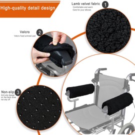 Wheelchair Armrest Pads (Pair),Wheelchair Accessories,Office Chair arm Cover Non Slip Arm Rest Cover- Soft Cushion Handle Cover for Adult, Handicap, Seniors- - Comfort Pressure Relief
