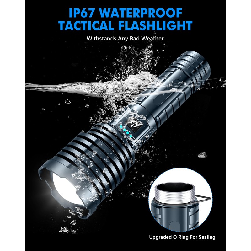 Super Bright Rechargeable LED Flashlights 5000.000High Lumens,Powerful Tactical Flashlight Up