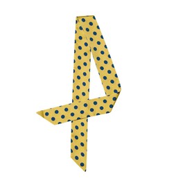 Allegra K 50s Skinny Silky Scarf Polka Dots Waistband Long Narrow Neckscarf Bag Handle Accessory S Yellow Medium Dot
