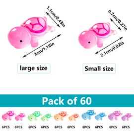 Mini Turtle Resin Pack of 60 Small Turtles Made of Resin Luminous Mini Turtle Miniature Turtle Figures for Table Decoration Home Garden Office Decoration (10 Colours)
