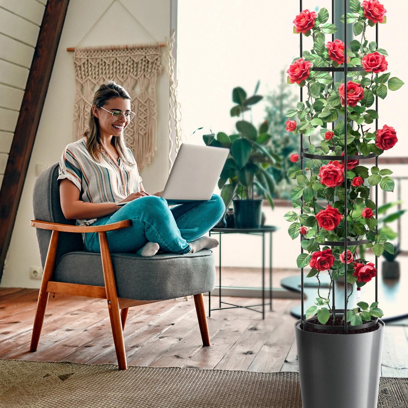 Docred Tomato Planter Boxes with Trellis Wheel 63" Self-Watering Tomato