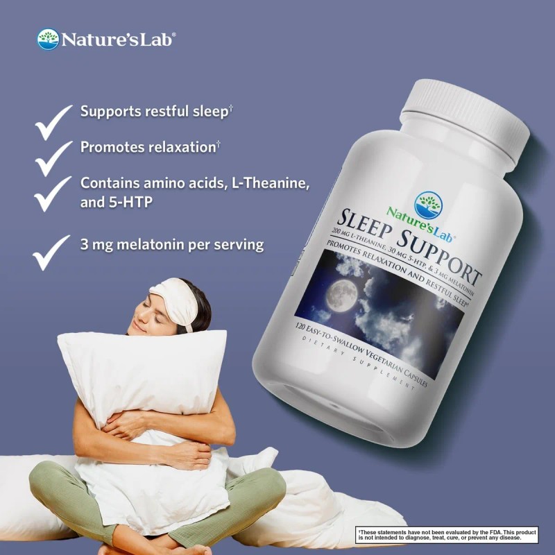 Nature's Lab Suplemento Sueño L-theanine 5-htp Melatonina