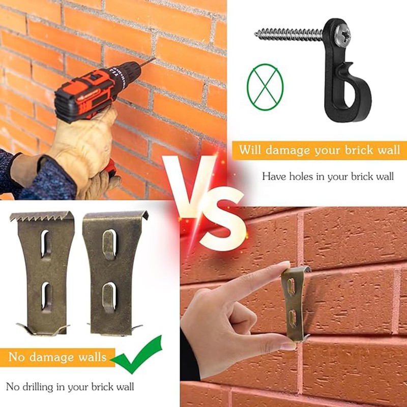 Hysgscwd 10 Brick Hook Clips, Stainless Steel Brick Clips for