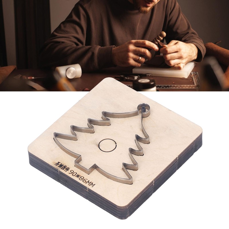 Leather Cutting Die Christmas Tree Alloy Steel and Birch Wood