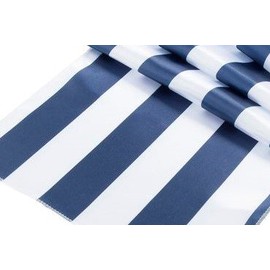 lovemyfabric 2 Inch Striped Satin Table Runner for Wedding/Bridal Shower Birthdays/Baby Shower Home Decor and Special Events (12"X36", Navy Blue and White)