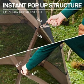 EVER ADVANCED Pop up Screen House Tent for Camping 11.5 x 9.8 ft, Instant Screened Gazebo Canopy with Netting, Portable Shelter Enclosure for Outdoor, Backyard, Khaki