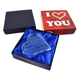 I Love You Glass Heart, Valentines Gifts for Her, Romantic Gifts for Girlfriend, Anniversary Presents for Wife