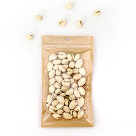 100 Bags/Pack Clear Front Kraft Paper Back with Round Hang-hole Food Safe Resealable Packagaing Bags (3.5" x 6.3", Clear/Kraft)