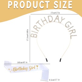 Jatipy Birthday Sash & Tiara for Women - Glittering Birthday Girl Sash with Rhinestones for Birthday Celebration, Perfect Party Accessory for Women & Girls (White)