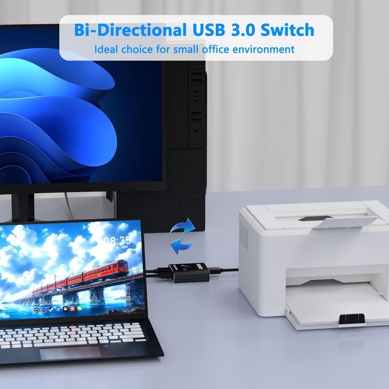 USB 3.0 Switch, Bi-Directional USB Switcher USB Splitter 1 in