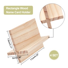 OLYCRAFT 4 Sets of Wooden Business Card Holder Rectangular Wooden Business Card Holder Display Natural Burlywood Business Card Stand for Desk Office Tables Organiser