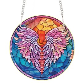 AiYuanzsh Feather Diamond Art Painting Hanging Pendant Kit Special Shaped Diamond Dots Art Acrylic Ornaments Diamond Art Pendant for Adult Home Wall Window Decor Gift