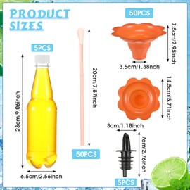 Zhehao Shaved Ice Party Accessories Includes 5 Snow Cone Syrup Bottles with Pour Spout 50 Snow Cone Cups 50 Spoon Straws Shaved Ice Syrup Flavors for Birthday Summer Hawaiian Party