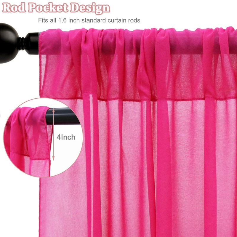FOTSHARER Ceiling Drapes for Weddings Hot Pink 5x30FT 2 Panels