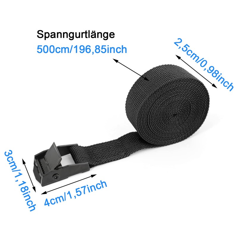 Pack of 4 Tie Down Straps with Ratchet 5 m,