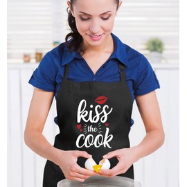 Awesome gift for that special cook in your life. Funny Quote Kiss The Cook Chef BBQ Grill Aprons For Men Women Ideal Gift On Mother's Day, Fathers Day, Christmas