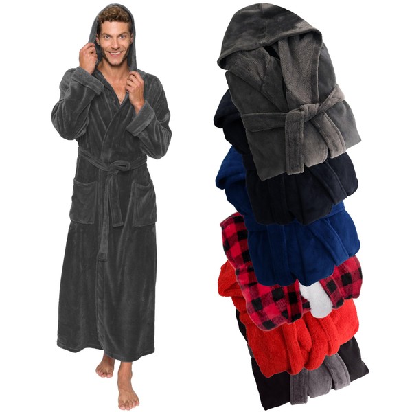 Ross Michaels Mens Robe Hooded Plush Big and Tall -