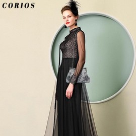 CORIOS Vintage 1920s Evening Bag Floral Clutch Bag Women's Handmade Pearl Handbag Elegant Shoulder Bag Chain Shoulder Bag Small Bag Wedding Banquet Party Prom Bag, darkgray, Retro