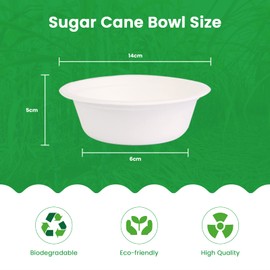 AHPYEUHK Disposable Soup Bowls Disposable 350 ml Disposable Bowls 60 Pieces Bowls Sugar Cane Bagasse Disposable Bowls Soup Bowls Soup Plates Environmentally Friendly & Compostable Bowl