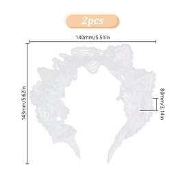 HOBBIESAY 14.3CM White Lace Headband Lace Headdress Vintage Floral Embroidered Head Bands Fashion Lace Hairbands For Women Bridal Headpiece For Birthday Prom Parties
