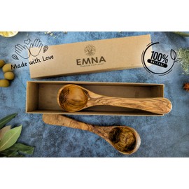 EMNA - Set of 2 ladle spoons made of olive wood | in an exclusive gift box | the perfect gift for discerning gourmets | soup ladle | creator | mother | birthday | Christmas